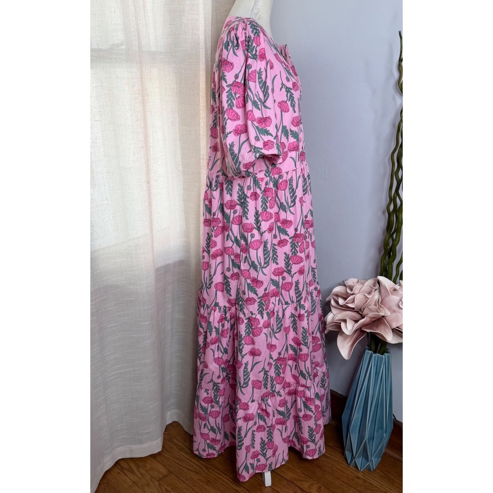 NWT Hyacinth House Pink Amaryllis Floral Cisco Maxi Dress Poppy Pink Women's XL - Picture 5 of 9